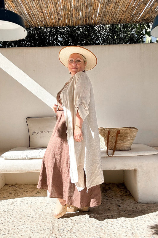 ADELE LONGSHIRT, LEINENKLEID, BEIGE ONE SIZE