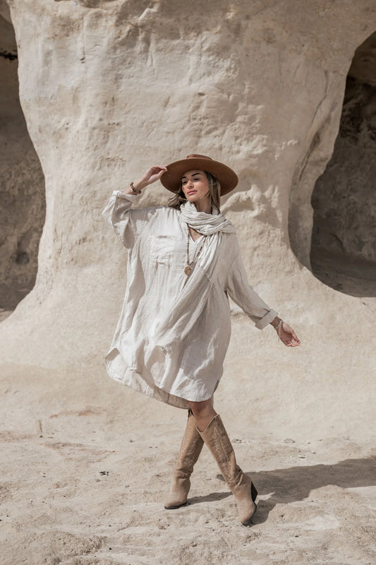 BELMONT Leinenkaftan, Sand