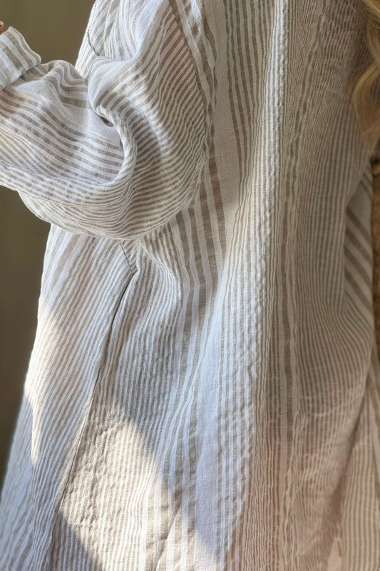 BELMONT Leinenkaftan, beige gestreift