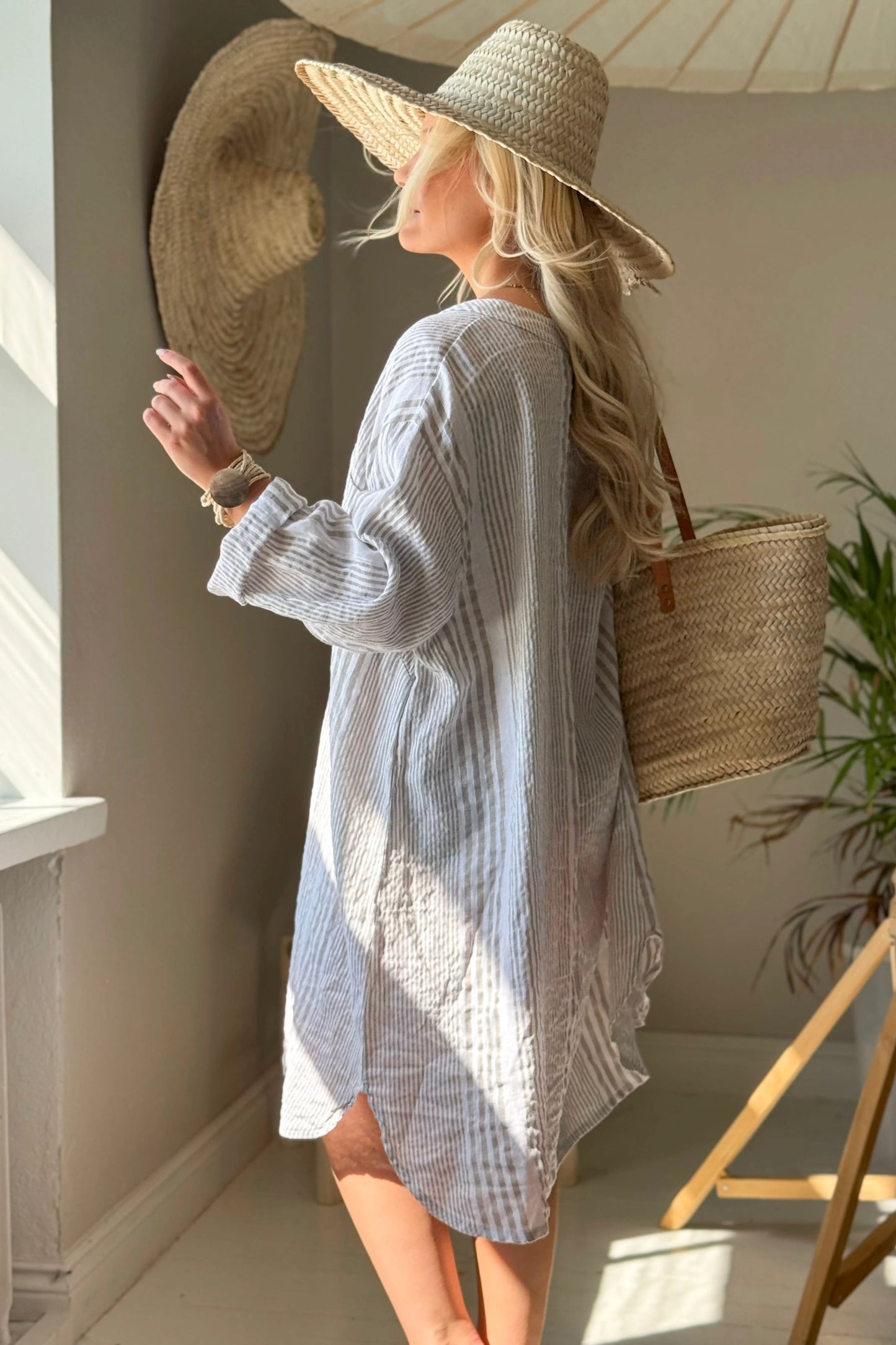 BELMONT Leinenkaftan, beige gestreift