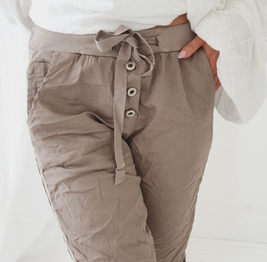 PERFECT BUTTON JOGGER TAUPE - Hose