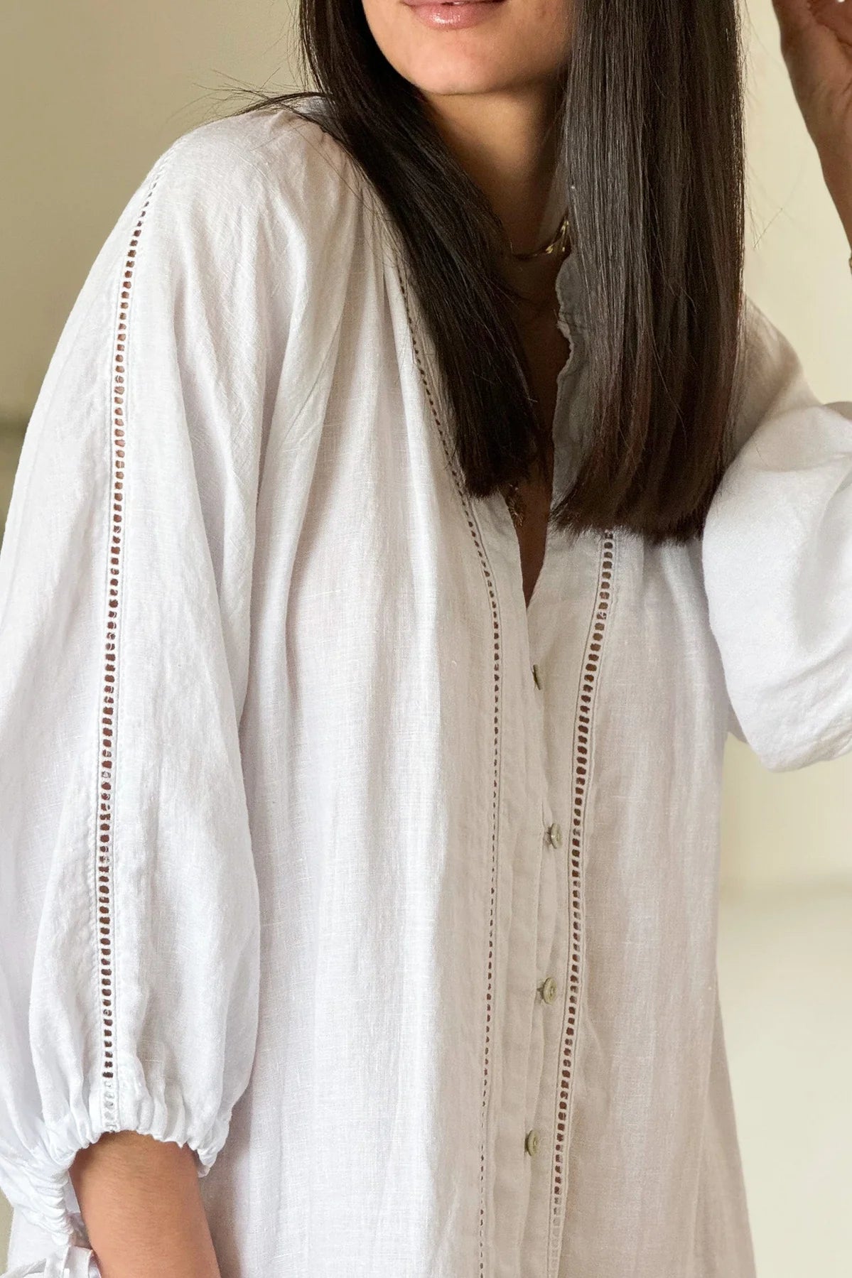 COLETTE LINEN DRESS - KLEID WEISS