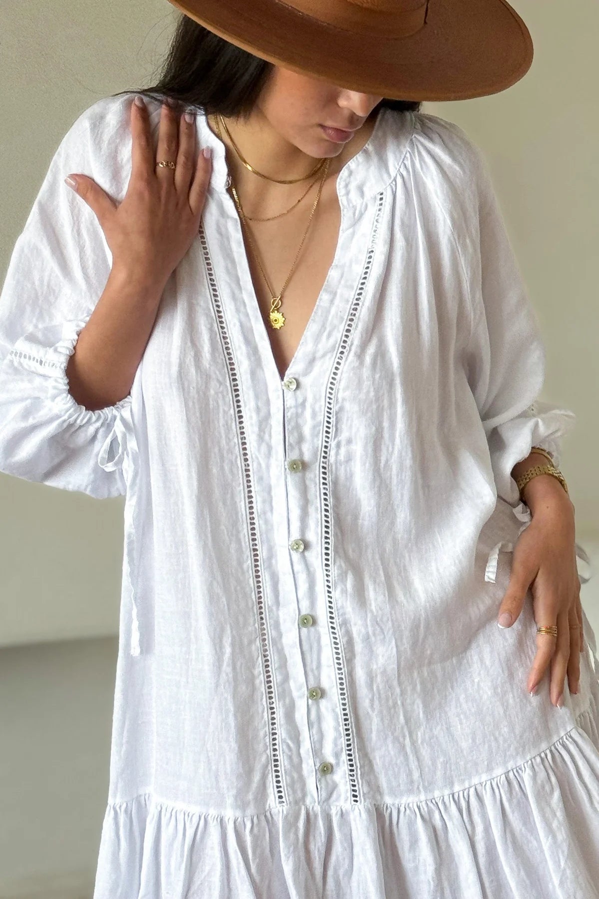 COLETTE LINEN DRESS - KLEID WEISS