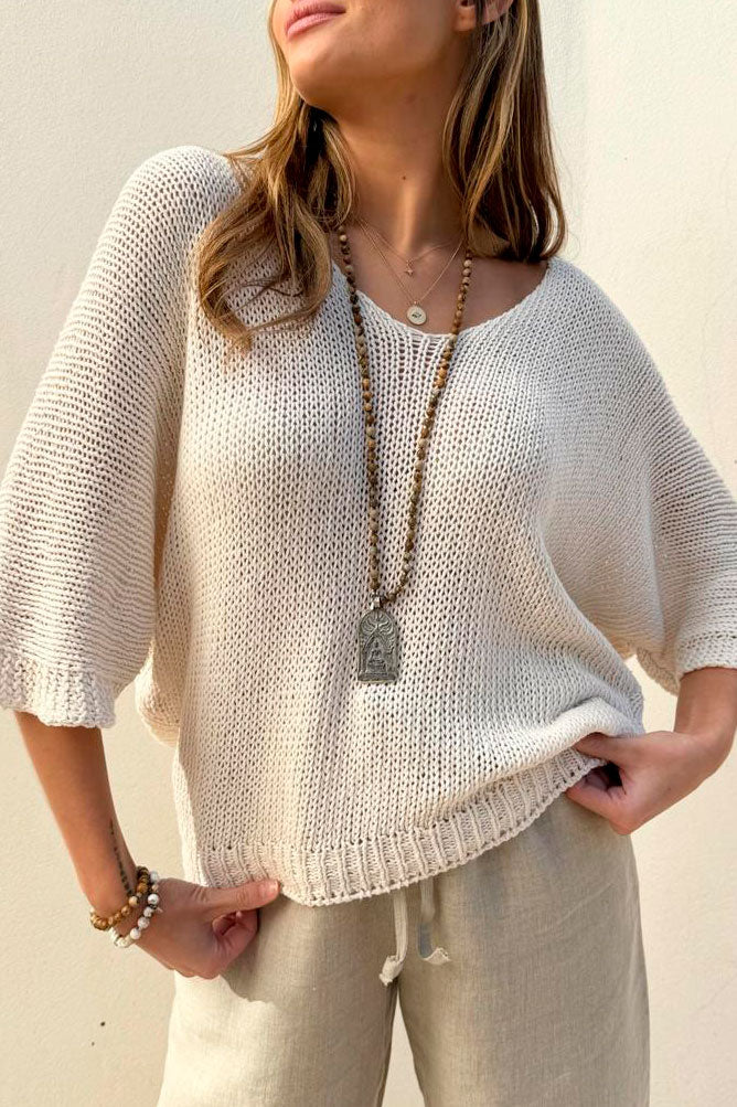 DEIA COTTON JUMPER; off white