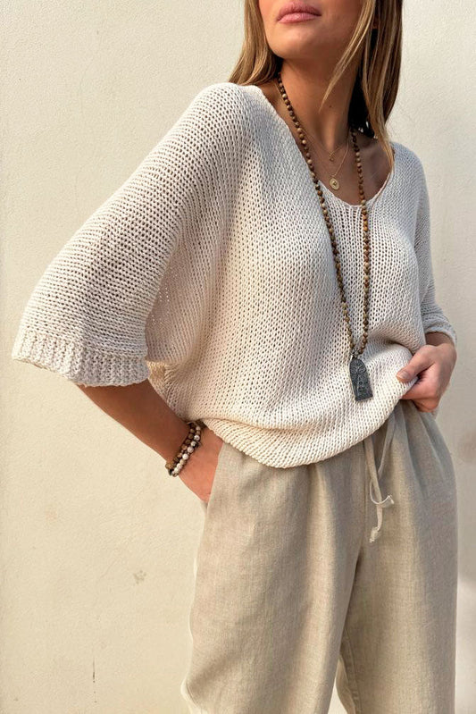 DEIA COTTON JUMPER; off white