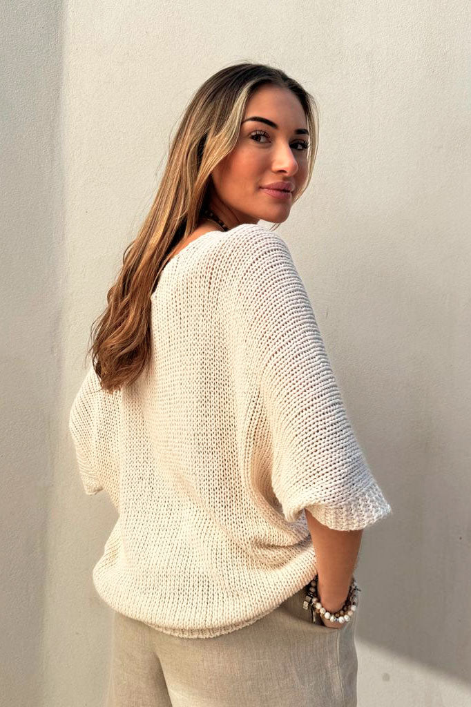 DEIA COTTON JUMPER; off white