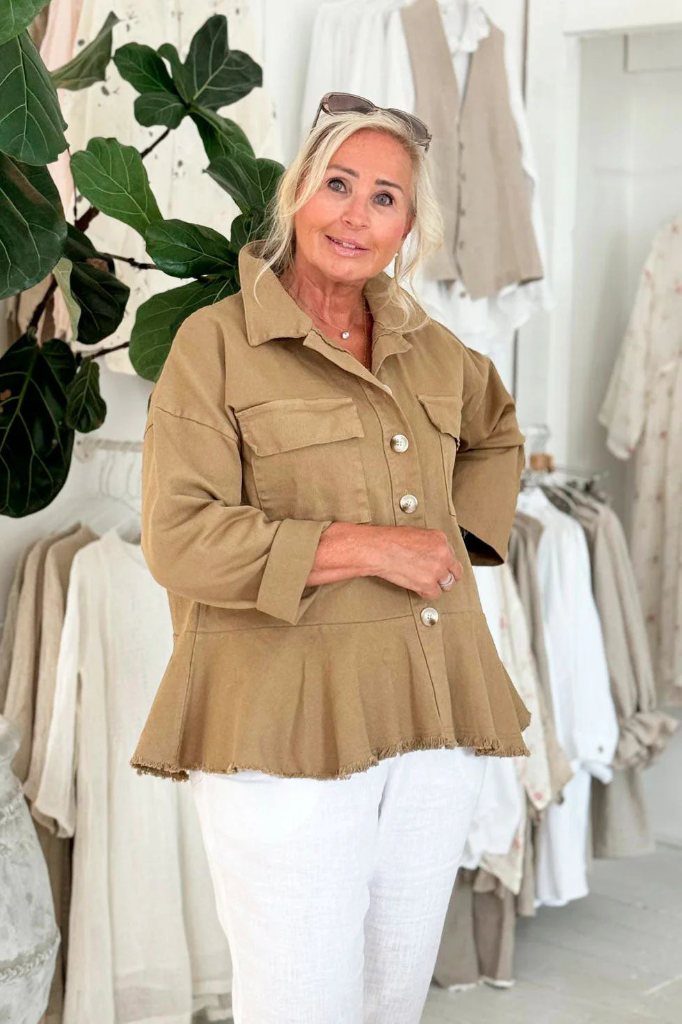 ELLISON JACKET SAVANNA, sommerliche Baumwolle Jacke im Stil einer Jeansjacke