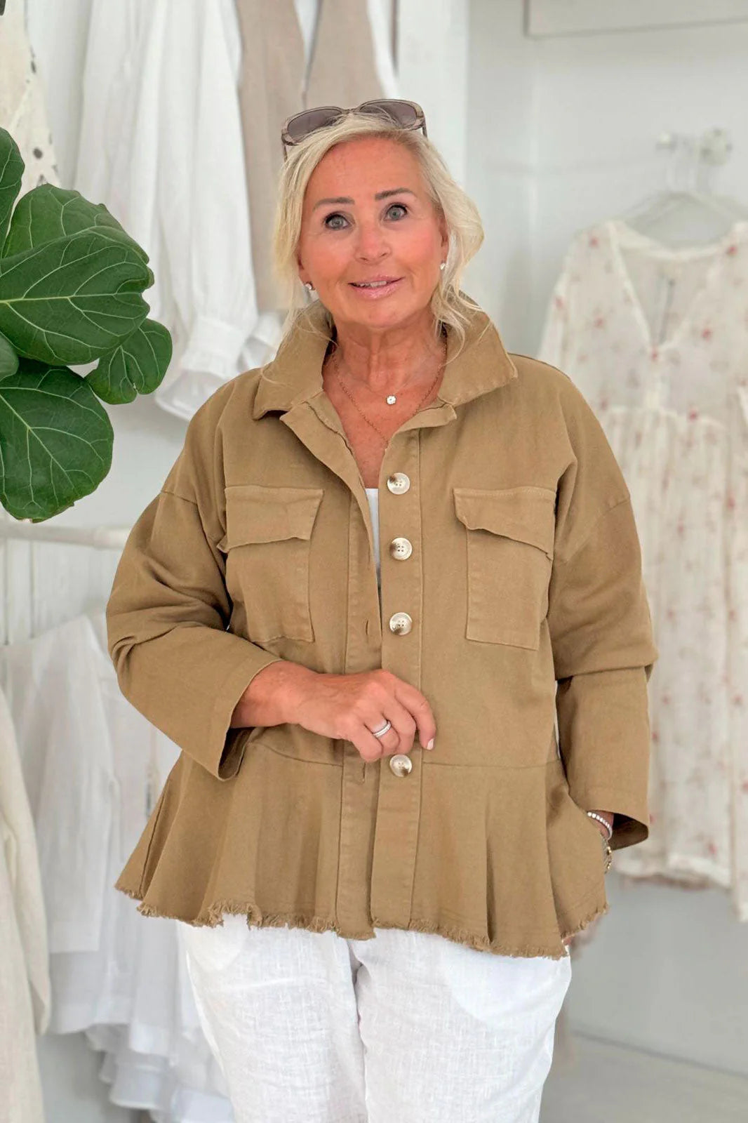 ELLISON JACKET SAVANNA, sommerliche Baumwolle Jacke im Stil einer Jeansjacke