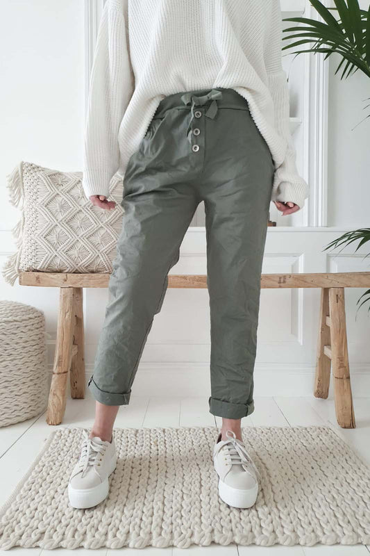 PERFECT BUTTON JOGGER - Hose green