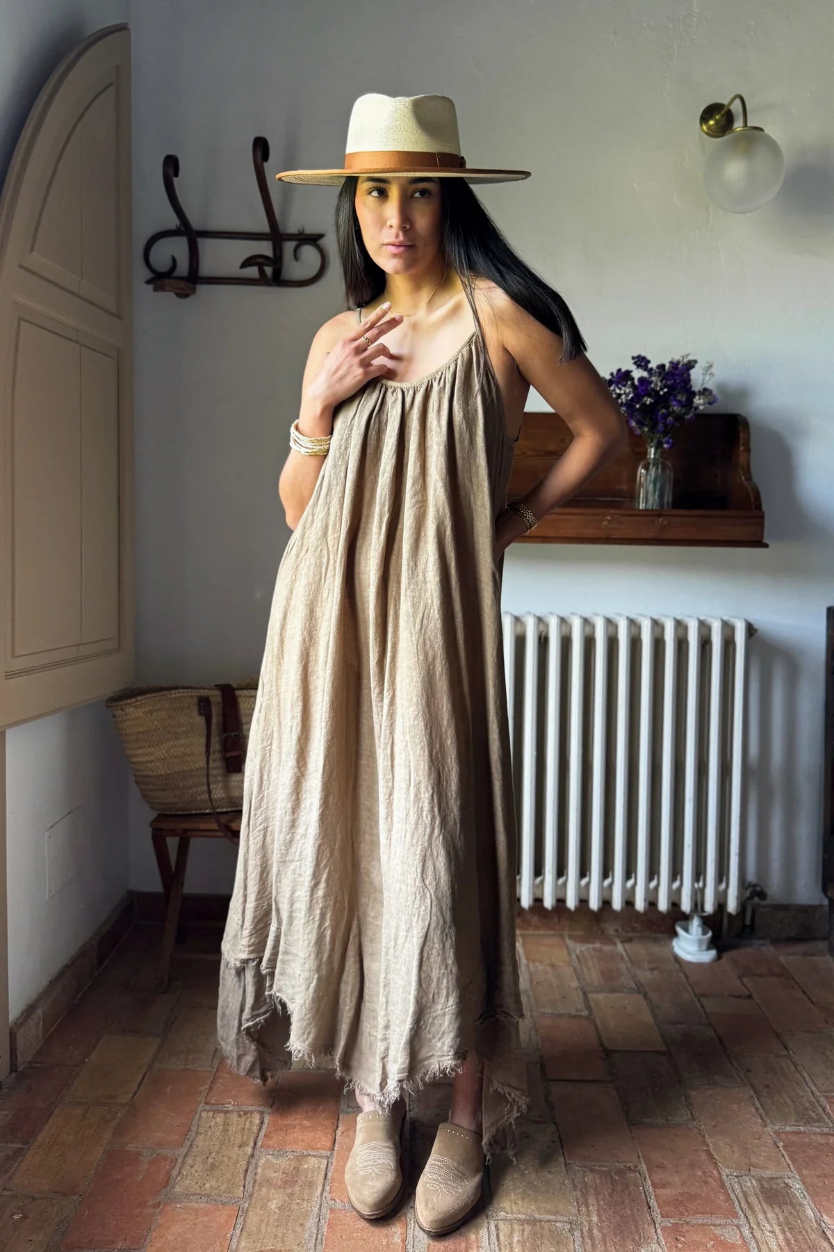 PALMANOVA LEINEN KLEID, Savanna