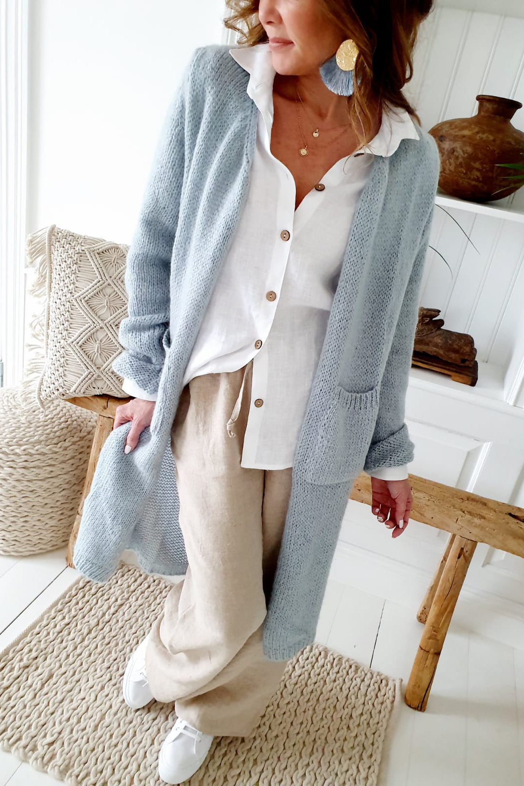 SLOWLY MORNING CARDIGAN, ICE BLUE