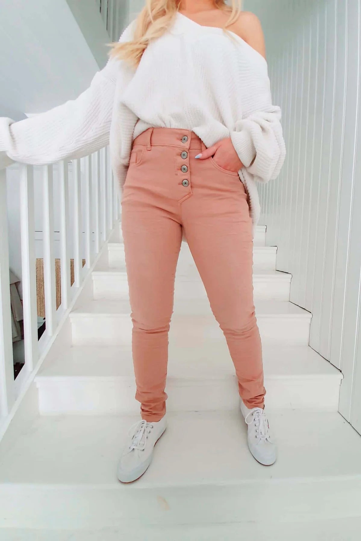 SUPER COMFY JEANS, BLUSH PINK