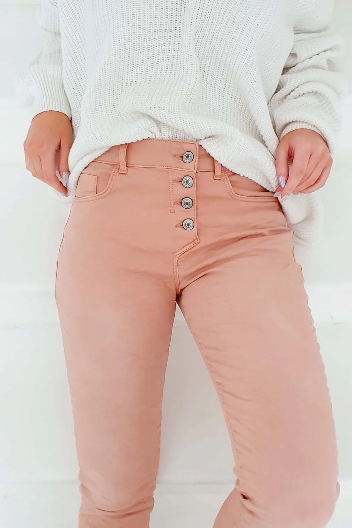 SUPER COMFY JEANS, BLUSH PINK