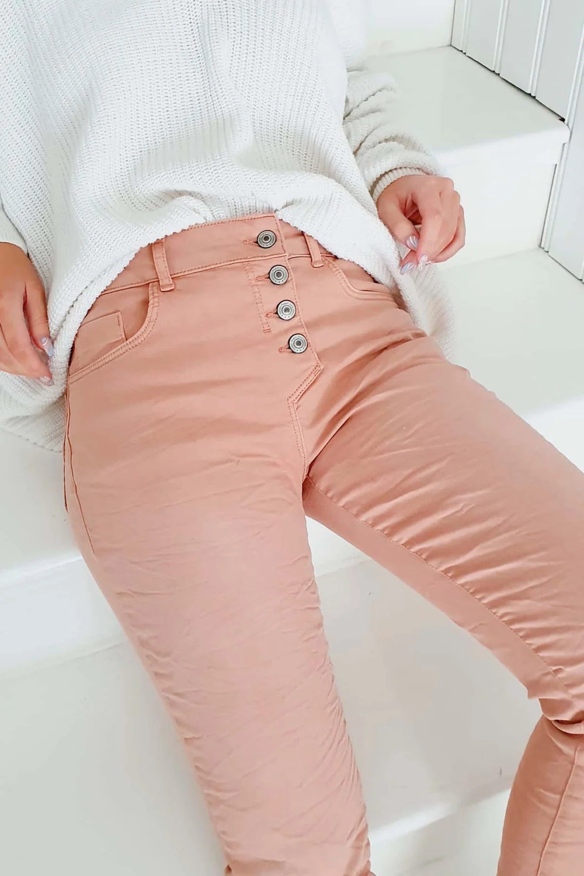 SUPER COMFY JEANS, BLUSH PINK