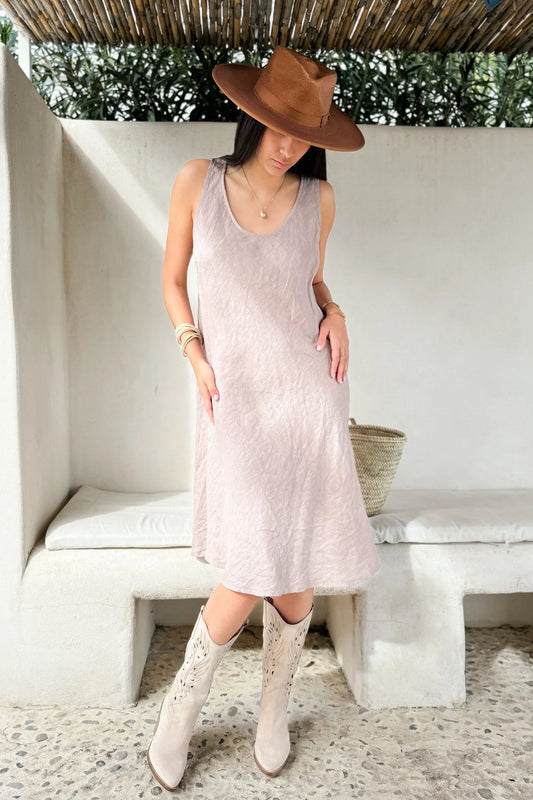DAWN LEINEN KLEID, SILVERPINK