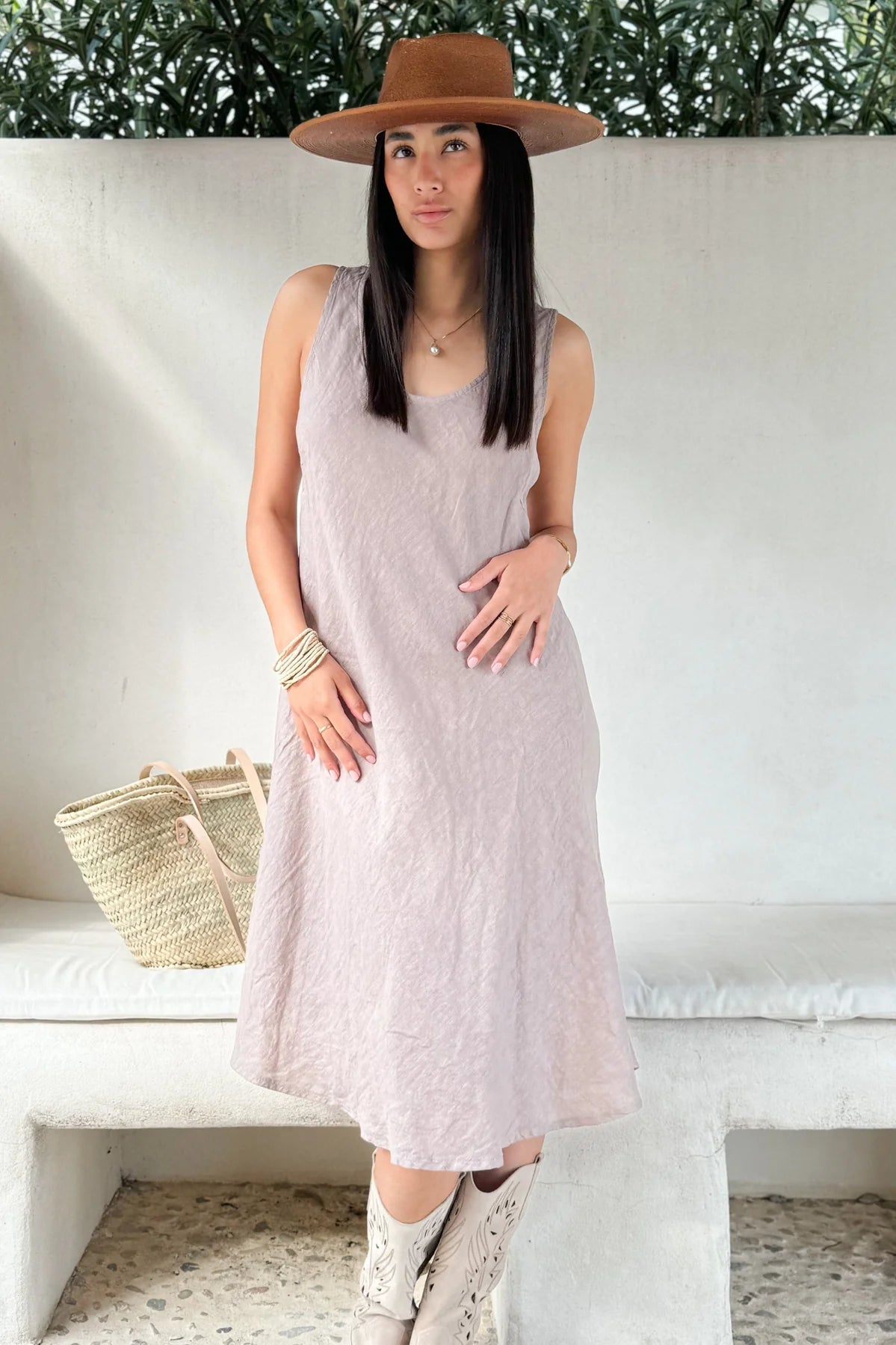 DAWN LEINEN KLEID, SILVERPINK