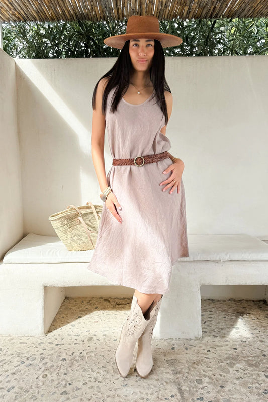 DAWN LEINEN KLEID, SILVERPINK