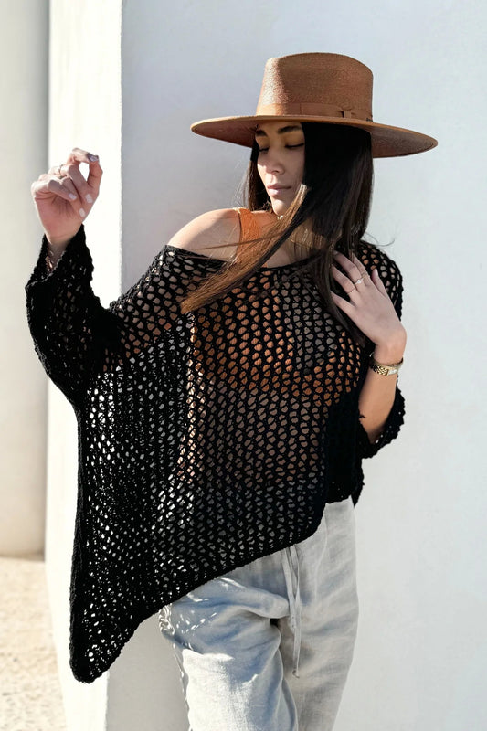 SOLANGE MESH JUMPER; BLACK