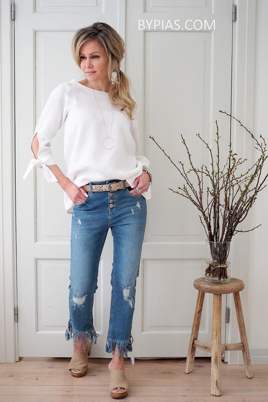 ALBEROBELLO LEINEN BLUSE weiss