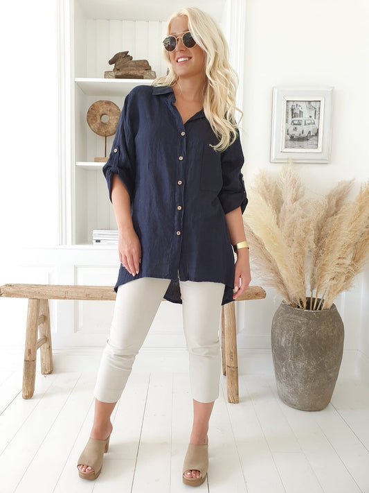 CHILL OUT LEINEN BLUSE LANG