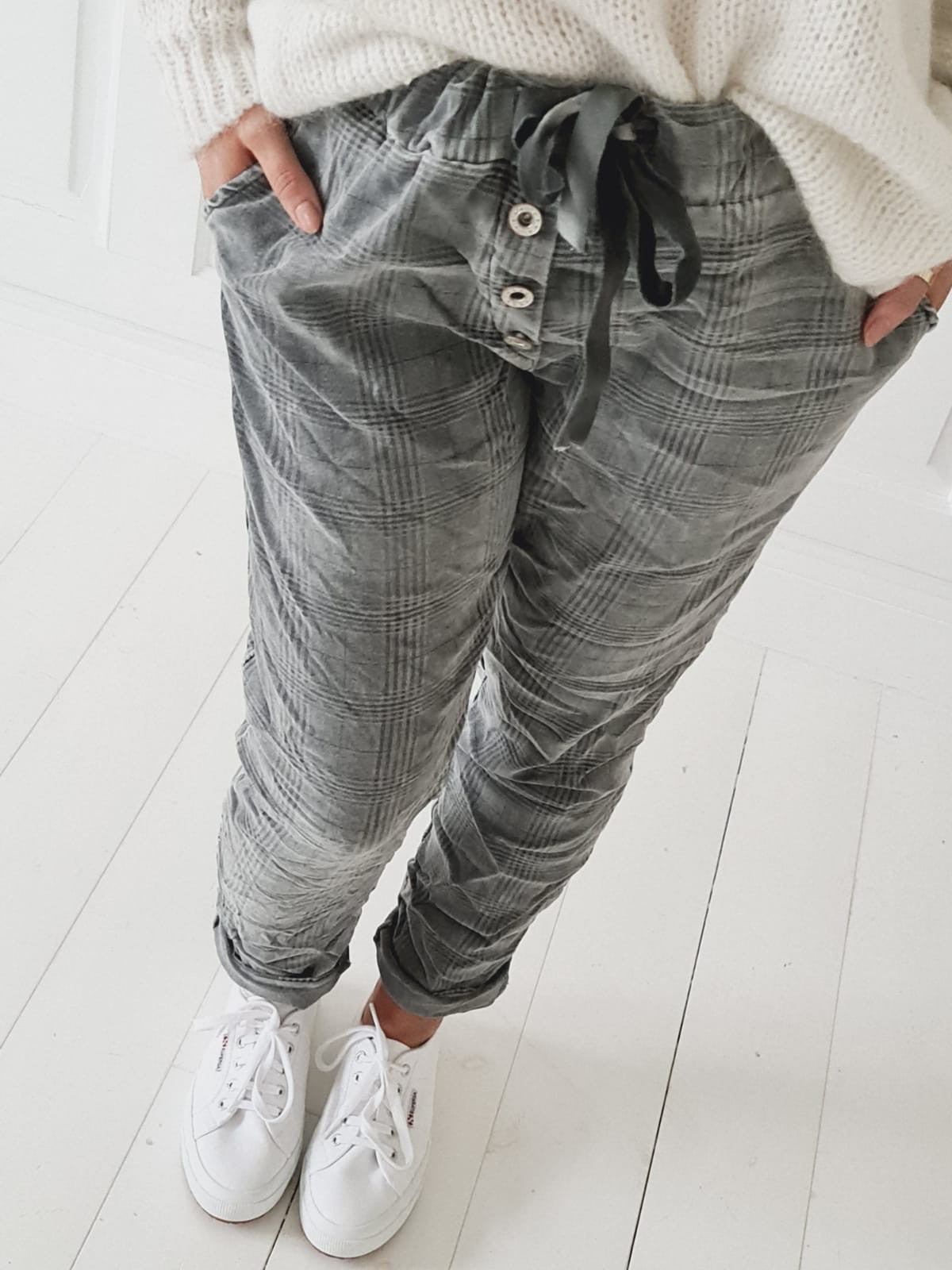 VELVET JOGGER CHECK - Hose