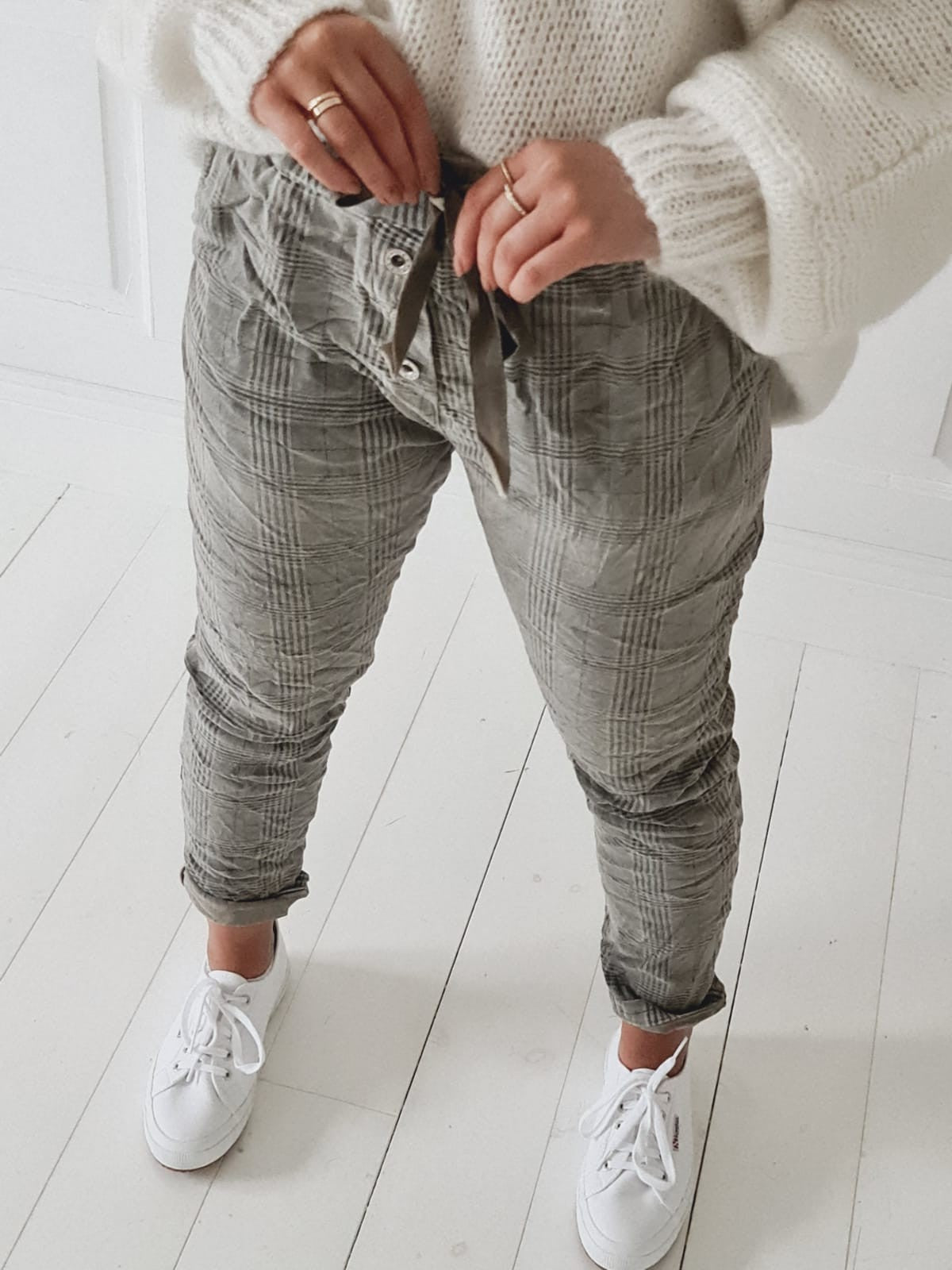 VELVET JOGGER CHECK - Hose