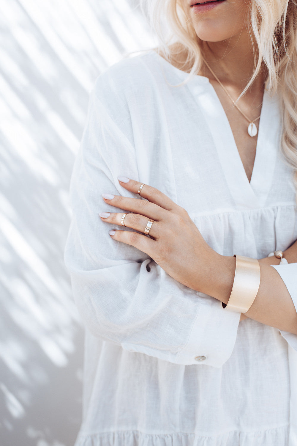 RIANNA LEINEN KLEID, weiss