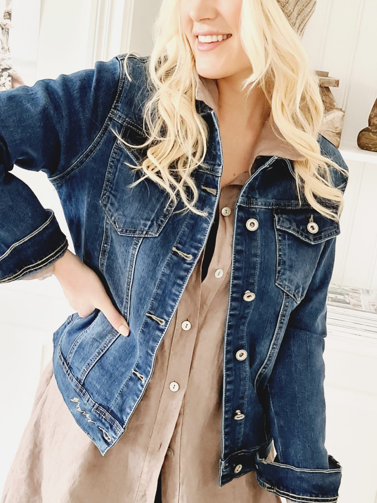 PERFECT FIT JEANS-JACKE, DARK DENIM