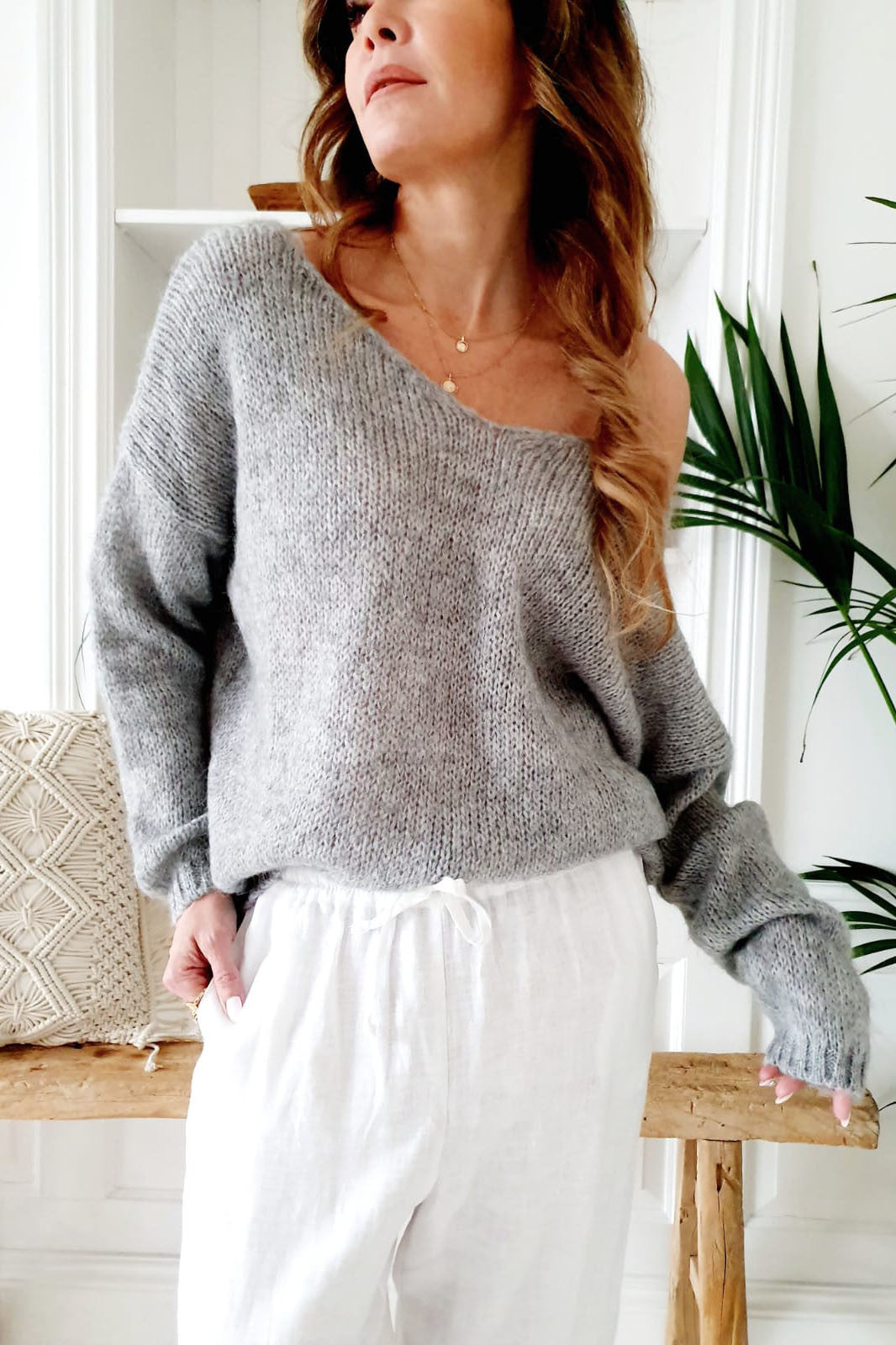 SUGAR MOHAIR JUMPER GRAU - Pullover