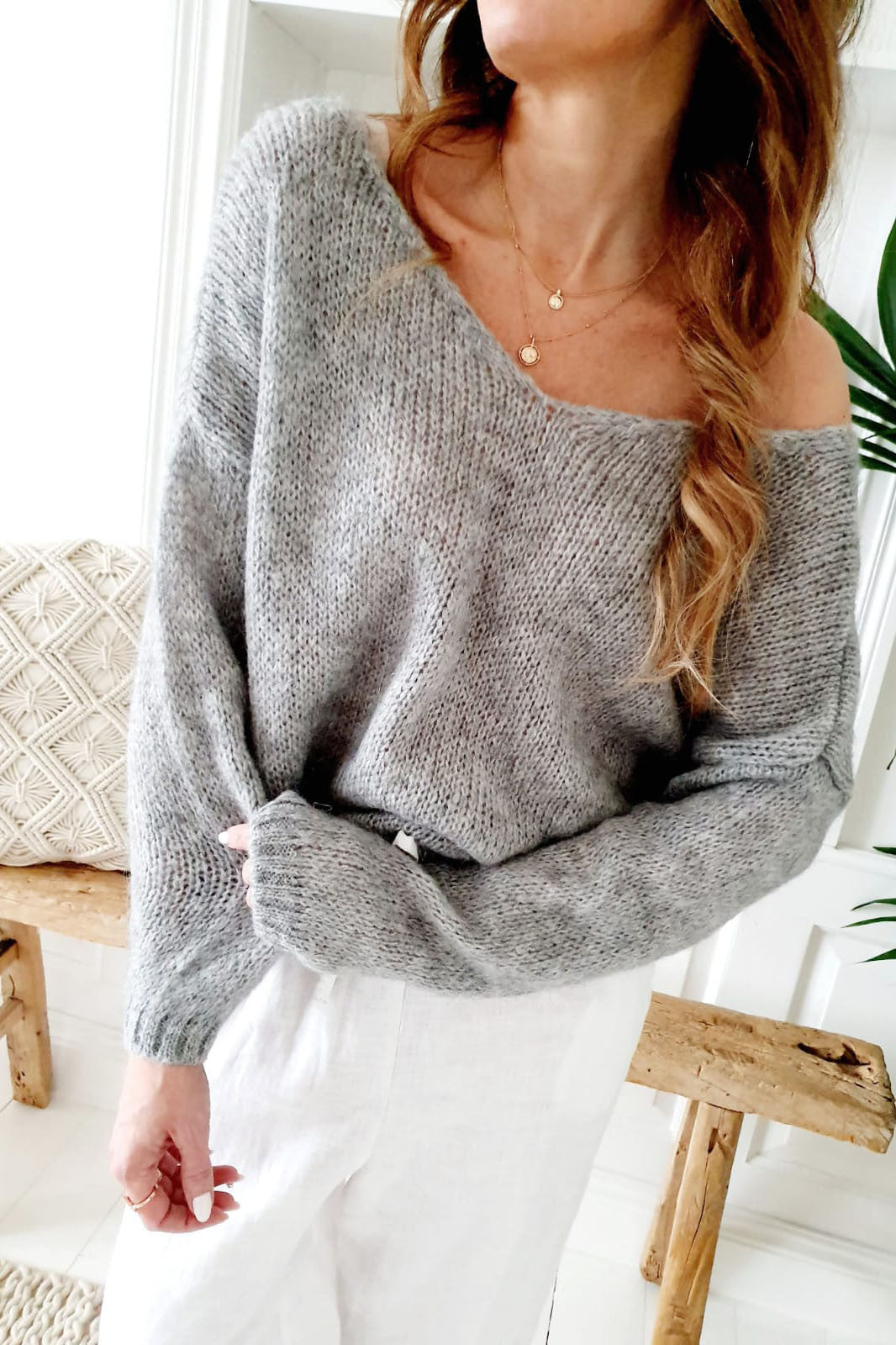 SUGAR MOHAIR JUMPER GRAU - Pullover