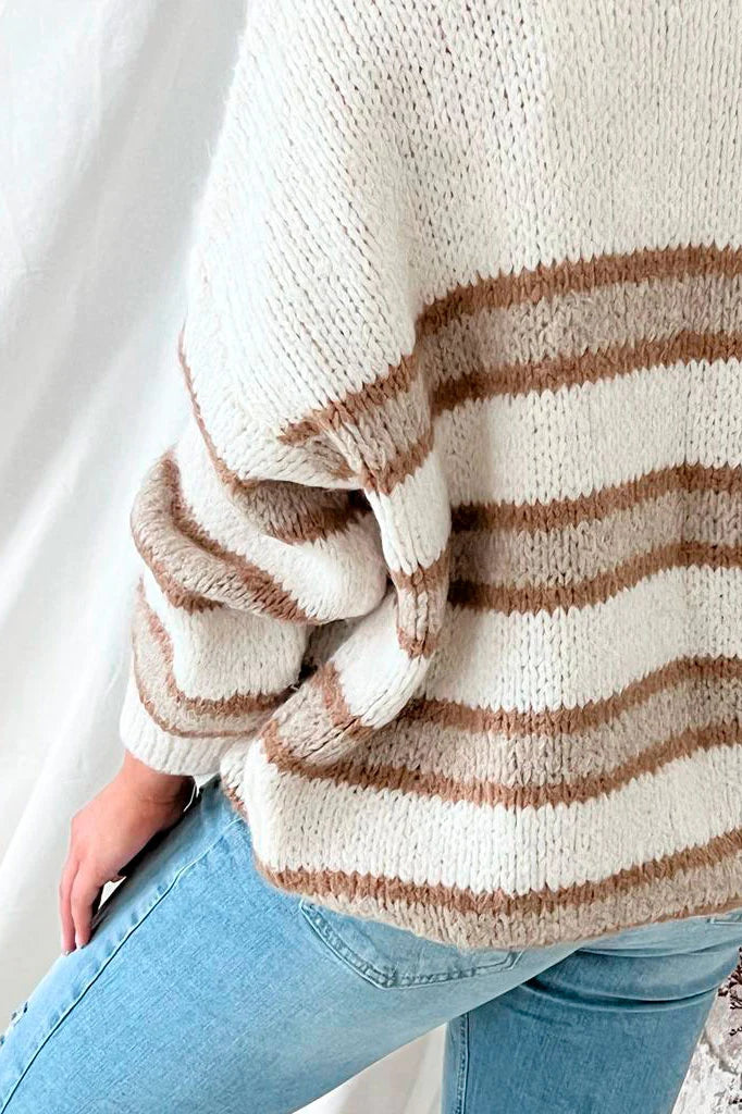 BIANCA KNIT - Pullover beige Streifen