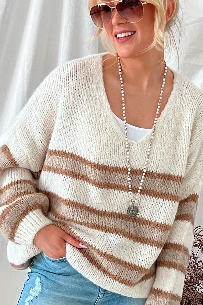 BIANCA KNIT - Pullover beige Streifen