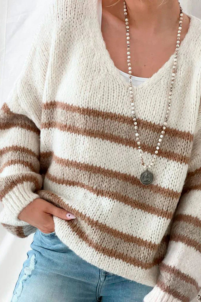 BIANCA KNIT - Pullover beige Streifen