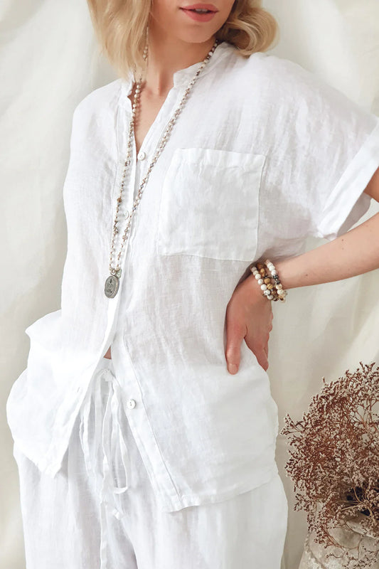 SUNNY LINEN SHIRT - BLUSE WEISS
