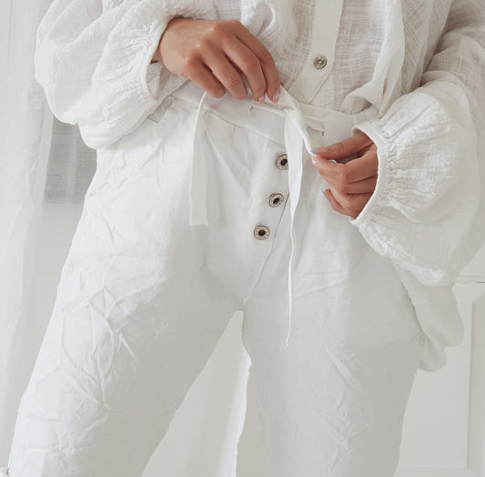 PERFECT BUTTON JOGGER HOSE  WHITE