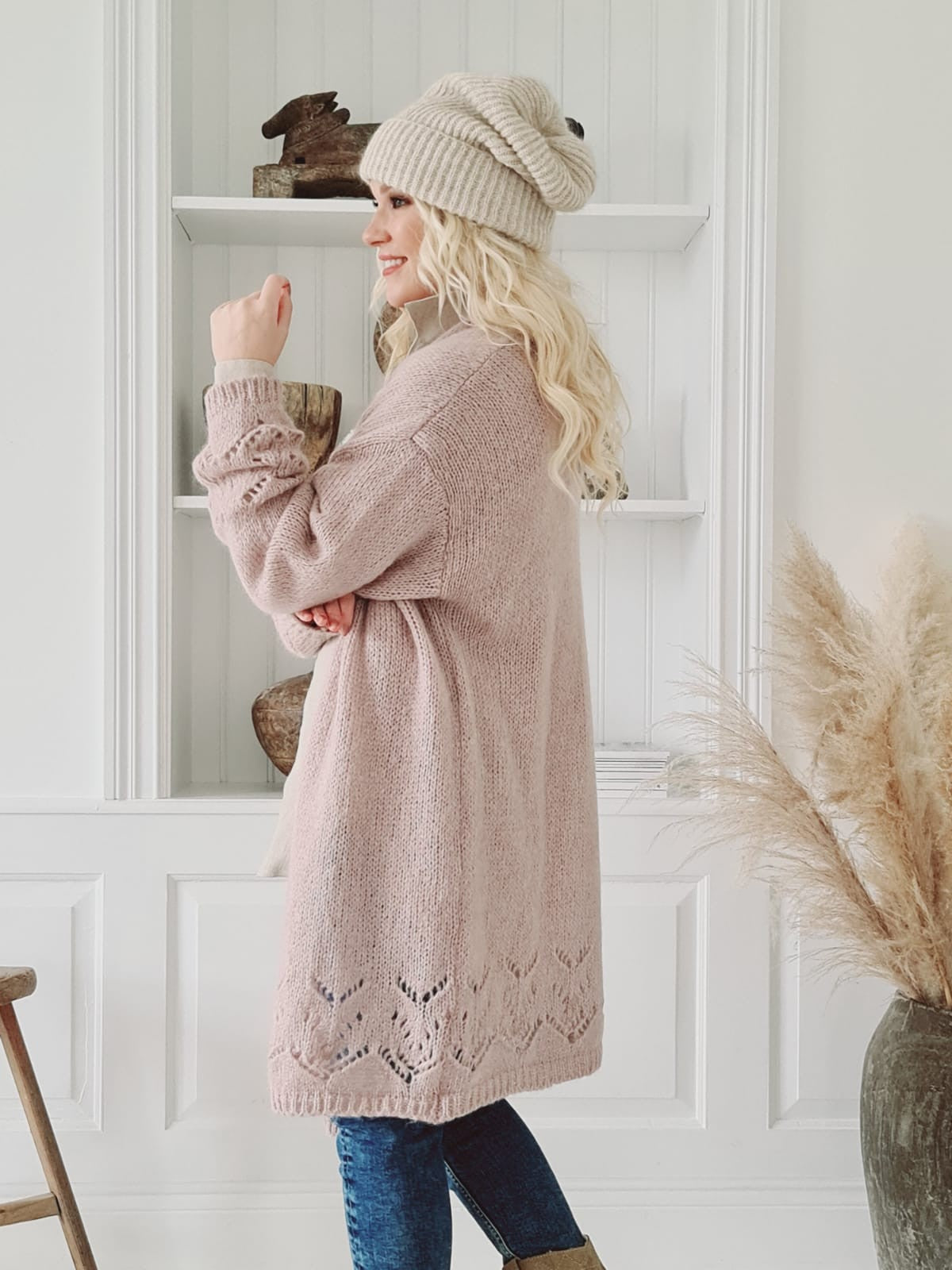 LACE DREAMS LONG CARDIGAN, FARBE LIGHT PINK