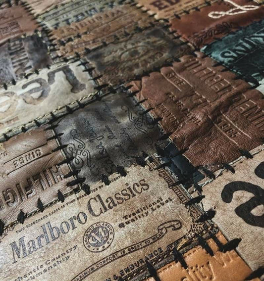 Teppich aus Jeanslabels - Vintage